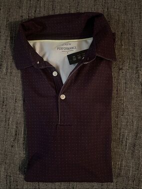 J. Crew Performance Polo in Deep Plum with Micro Dot